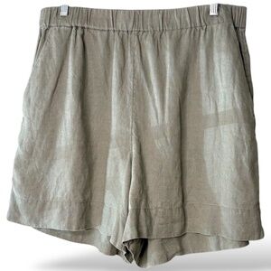 H & M 100% Linen Pull On Shorts Side Pockets Elasticized Waist Super Soft Sz 12